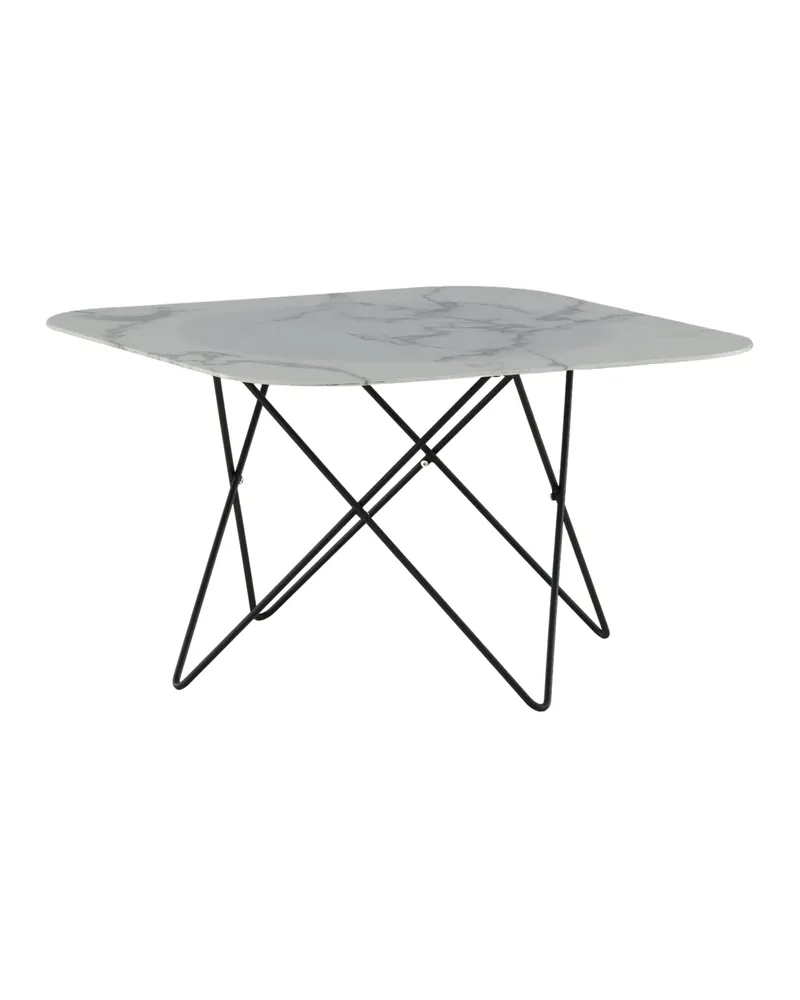 Tristar quadratischer Couchtisch aus Glas in Marmoroptik in Weiß, Gestell Schwarz, Ansicht 12