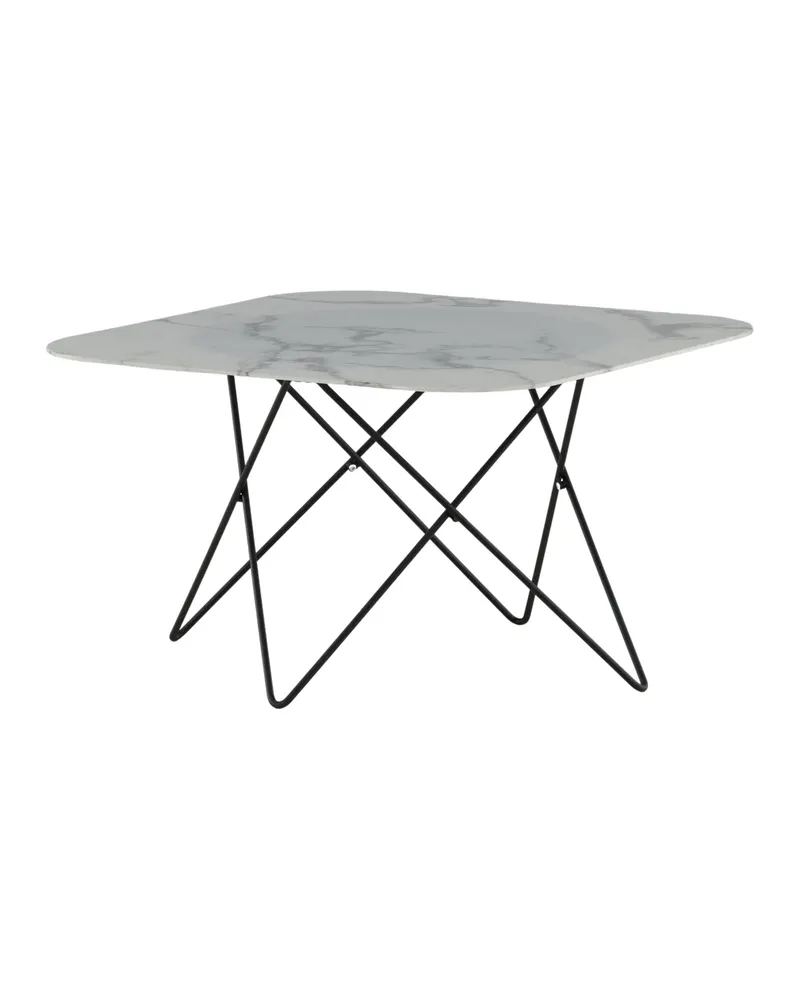 Tristar quadratischer Couchtisch aus Glas in Marmoroptik in Weiß, Gestell Schwarz, Ansicht 5