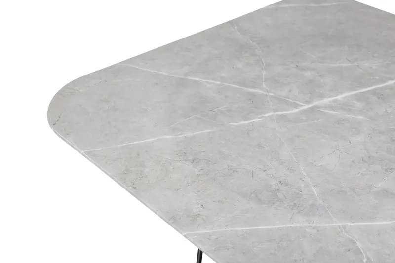 Tristar quadratischer Couchtisch aus Glas in Marmoroptik in Grau, Gestell Schwarz, Ansicht 3