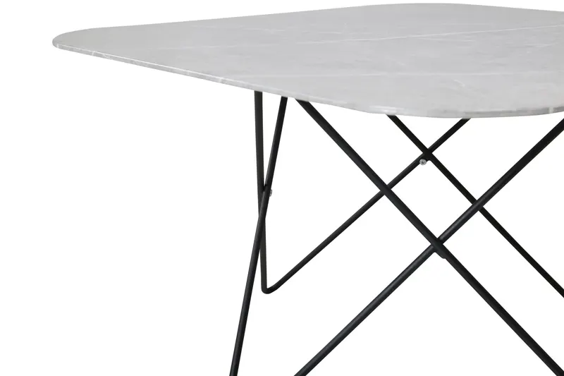 Tristar quadratischer Couchtisch aus Glas in Marmoroptik in Grau, Gestell Schwarz, Ansicht 4