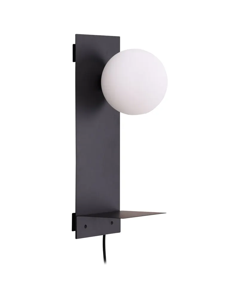 Troyes Wandleuchte mit Glaskugel und kleiner Ablage in Schwarz, Ansicht 6