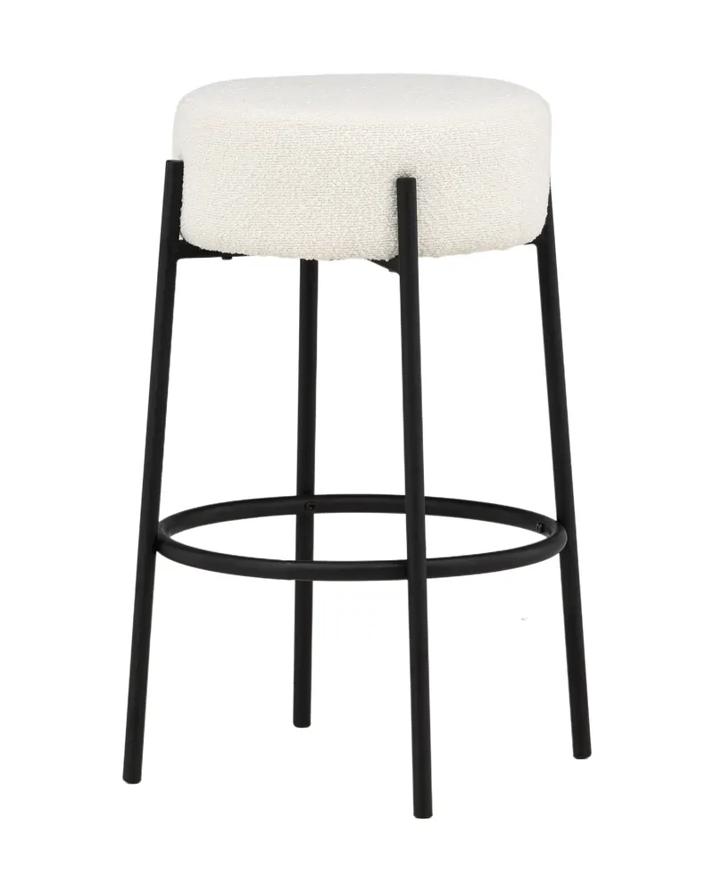 Tucson Barhocker ohne Lehne, weißes Bouclé, 70 cm Sitzhöhe, Weiß, Schwarz