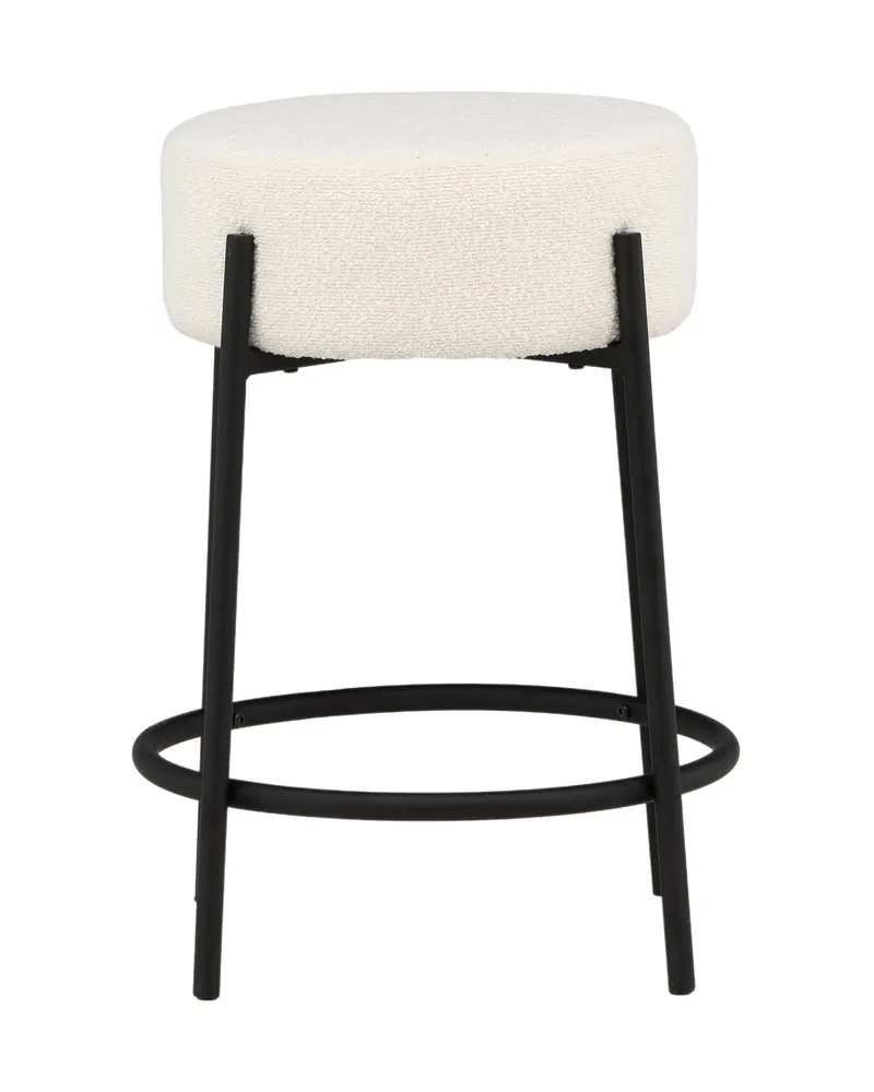 Tucson Barhocker mit rundem Bouclé-Sitz in Weiß, Gestell Schwarz, Ansicht 7