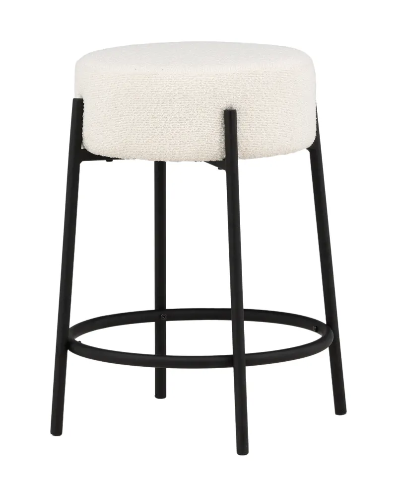 Tucson Barhocker mit rundem Bouclé-Sitz in Weiß, Gestell Schwarz, Ansicht 8