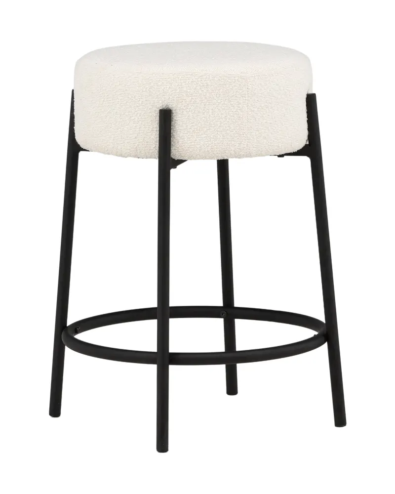 Tucson Barhocker mit rundem Bouclé-Sitz in Weiß, Gestell Schwarz, Ansicht 9