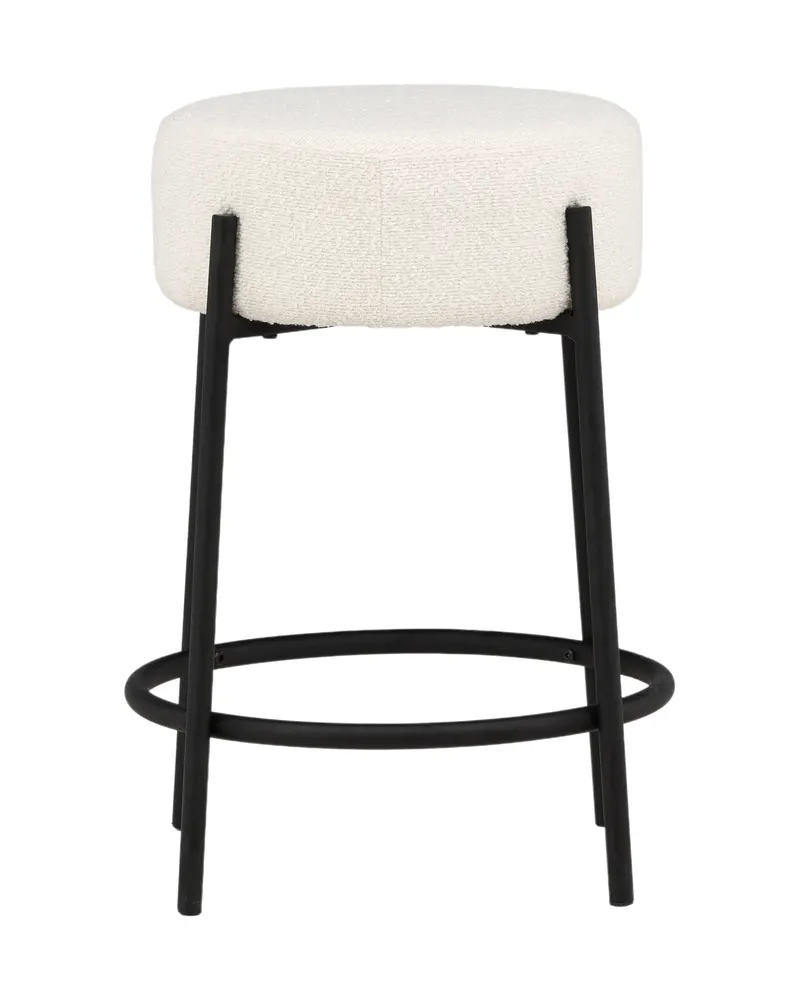 Tucson Barhocker mit rundem Bouclé-Sitz in Weiß, Gestell Schwarz, Ansicht 10