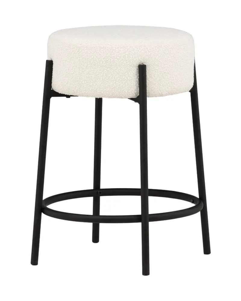 Tucson Barhocker mit rundem Bouclé-Sitz in Weiß, Gestell Schwarz, Ansicht 11