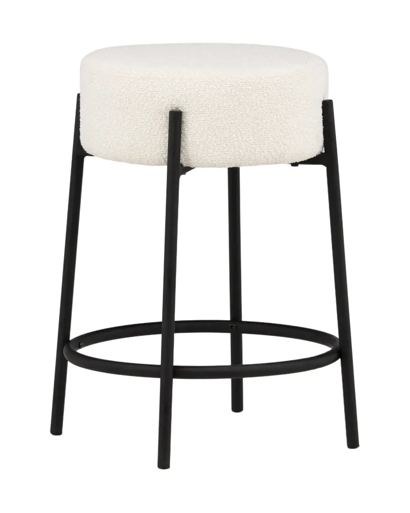 Tucson Barhocker mit rundem Bouclé-Sitz in Weiß, Gestell Schwarz, Ansicht 12
