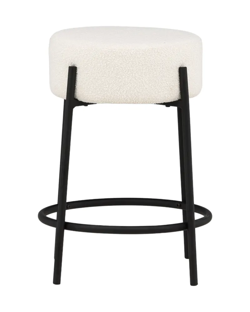 Tucson Barhocker mit rundem Bouclé-Sitz in Weiß, Gestell Schwarz, Ansicht 2