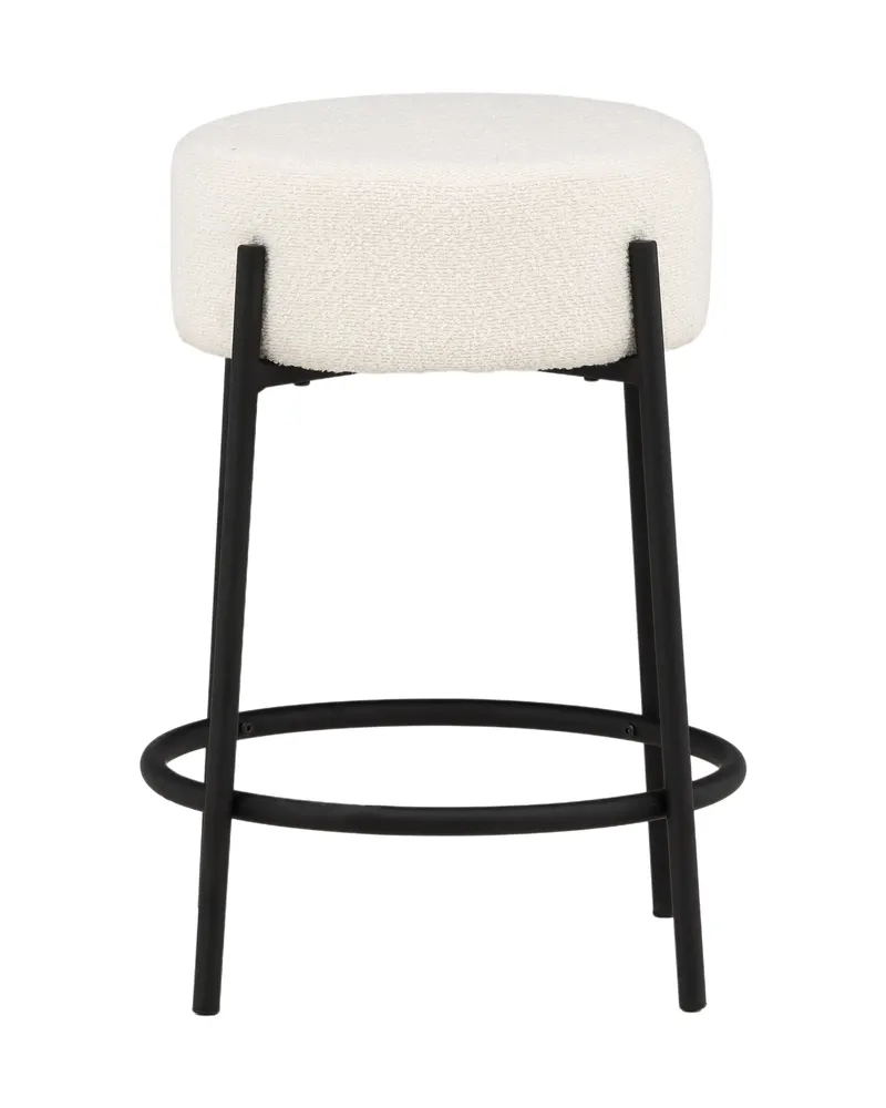 Tucson Barhocker mit rundem Bouclé-Sitz in Weiß, Gestell Schwarz, Ansicht 4