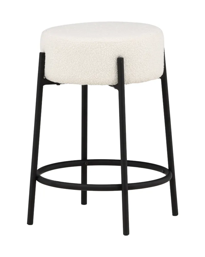 Tucson Barhocker mit rundem Bouclé-Sitz in Weiß, Gestell Schwarz, Ansicht 5