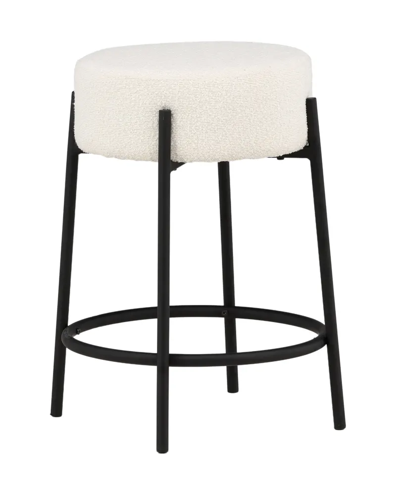 Tucson Barhocker mit rundem Bouclé-Sitz in Weiß, Gestell Schwarz, Ansicht 6