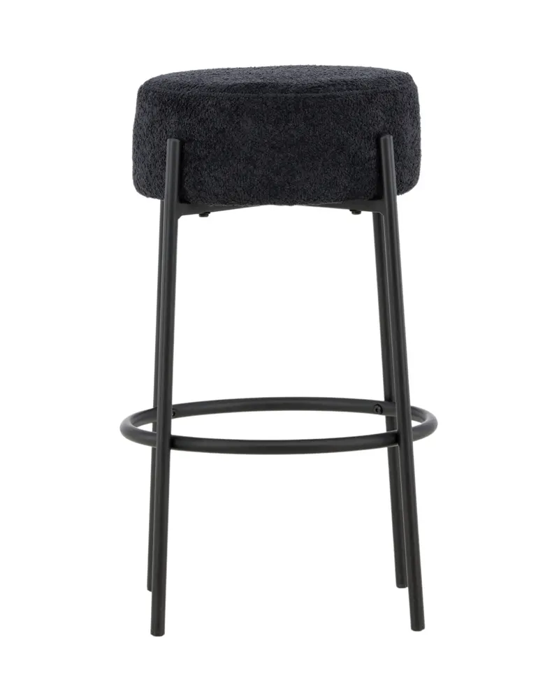 Tucson Barhocker mit rundem Bouclé-Sitz in Schwarz, Ansicht 1