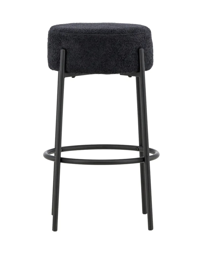 Tucson Barhocker mit rundem Bouclé-Sitz in Schwarz, Ansicht 7