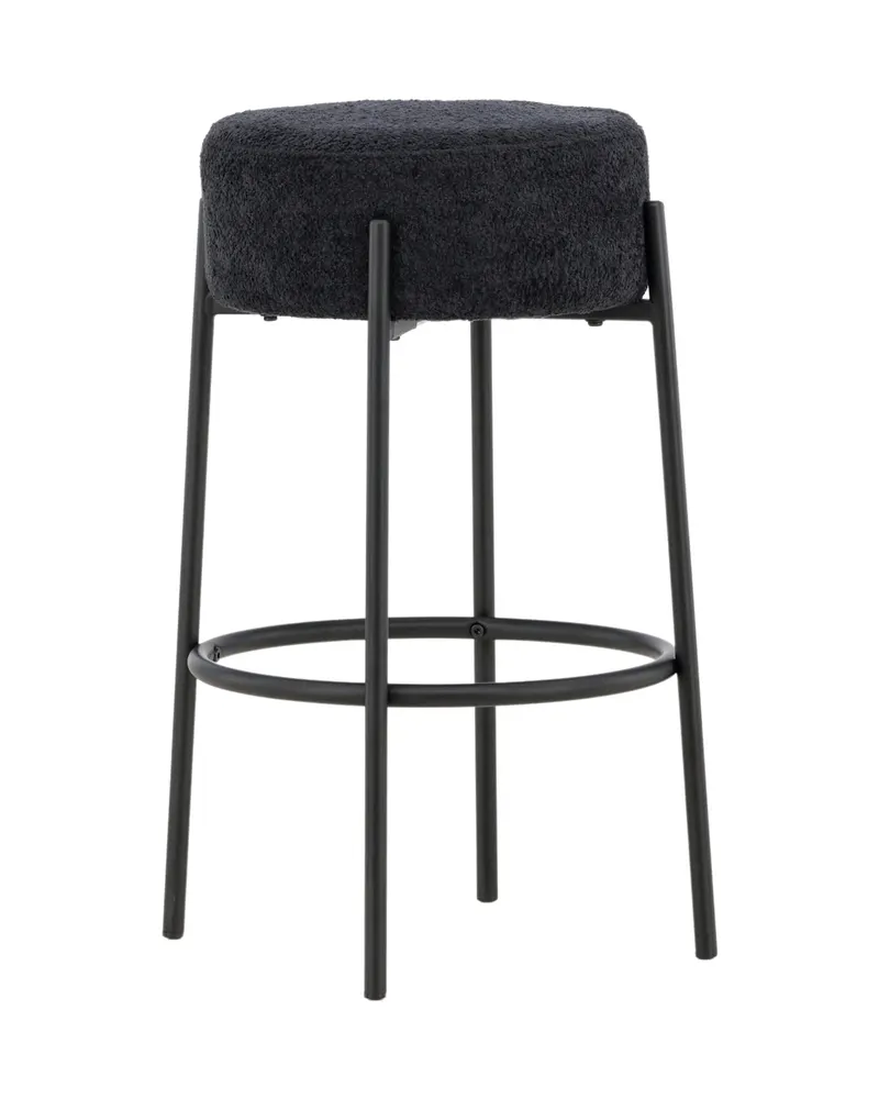 Tucson Barhocker mit rundem Bouclé-Sitz in Schwarz, Ansicht 9