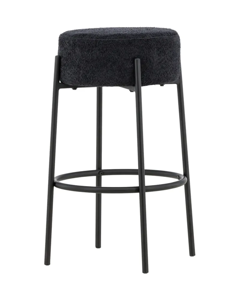 Tucson Barhocker mit rundem Bouclé-Sitz in Schwarz, Ansicht 2