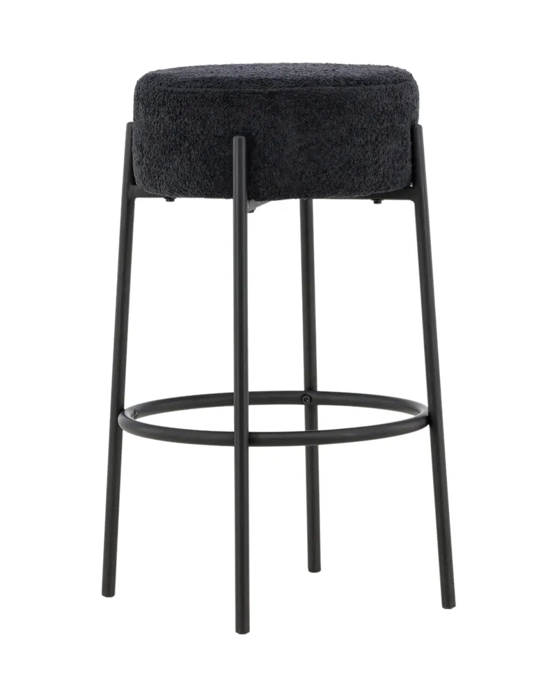 Tucson Barhocker mit rundem Bouclé-Sitz in Schwarz, Ansicht 3