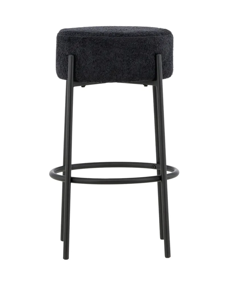 Tucson Barhocker mit rundem Bouclé-Sitz in Schwarz, Ansicht 4