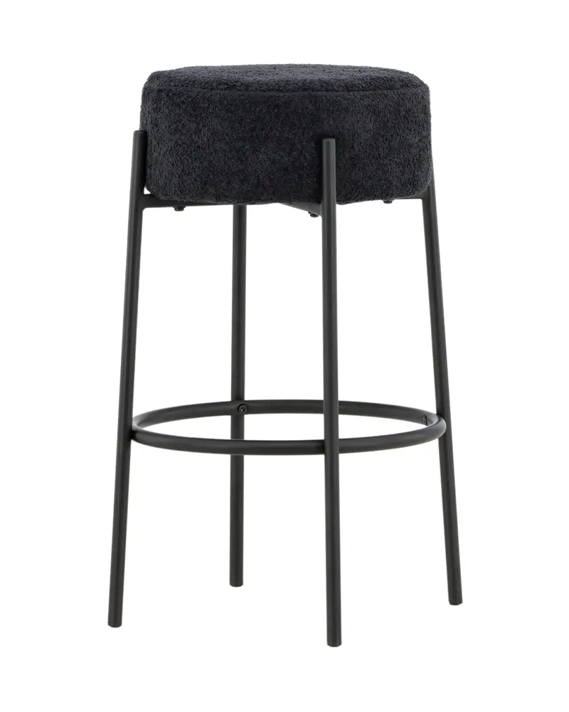 Tucson Barhocker mit rundem Bouclé-Sitz in Schwarz, Ansicht 5