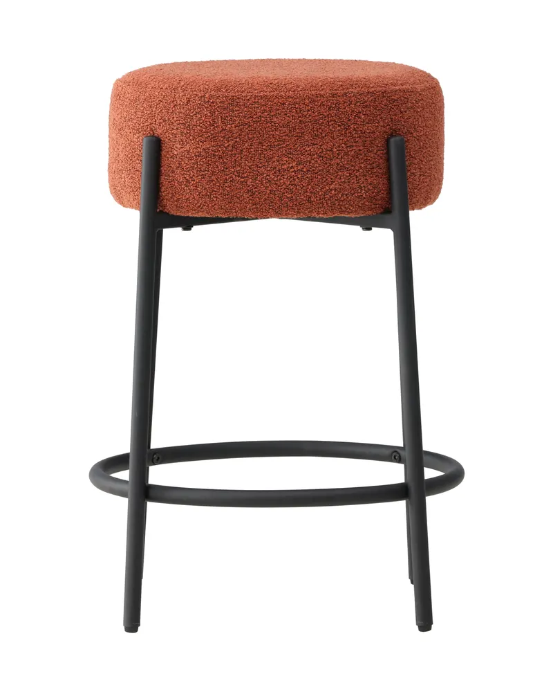 Tucson Barhocker mit rundem Bouclé-Sitz in Rot, Gestell Schwarz, Ansicht 7