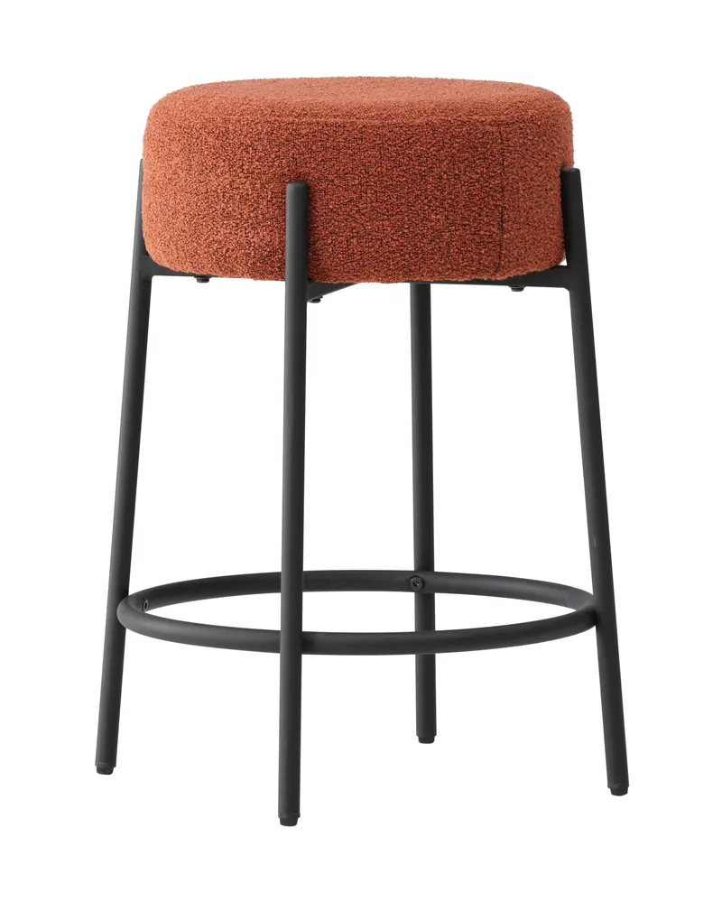 Tucson Barhocker mit rundem Bouclé-Sitz in Rot, Gestell Schwarz, Ansicht 9