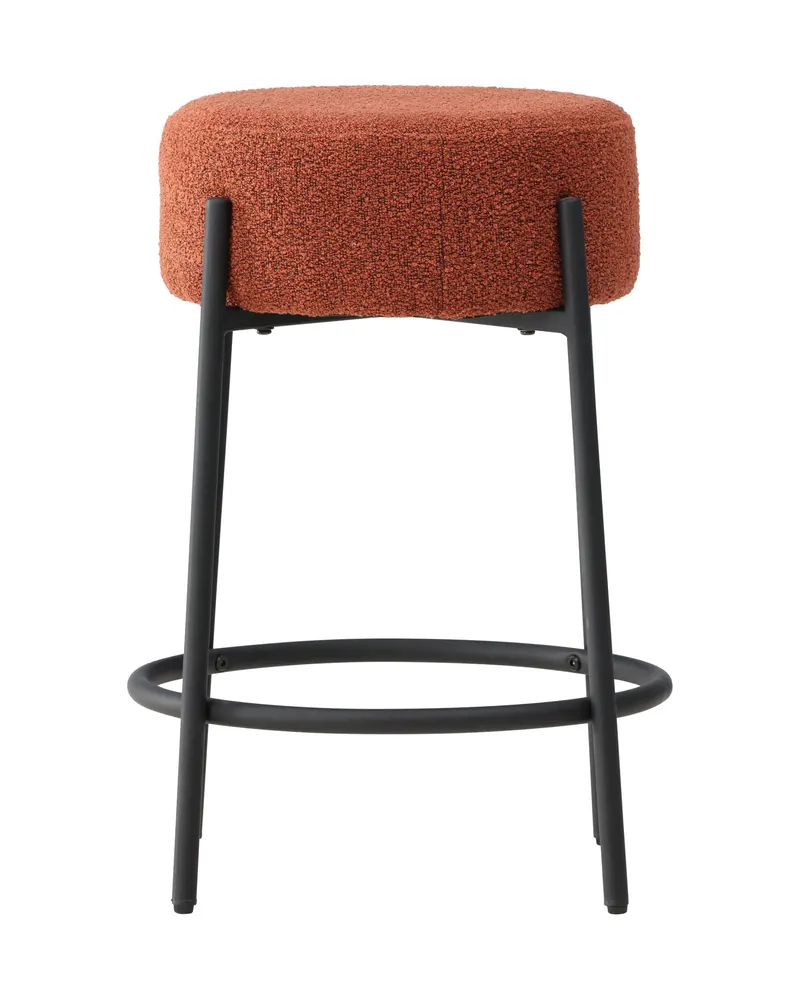 Tucson Barhocker mit rundem Bouclé-Sitz in Rot, Gestell Schwarz, Ansicht 10
