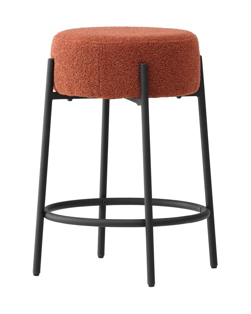 Tucson Barhocker mit rundem Bouclé-Sitz in Rot, Gestell Schwarz, Ansicht 11