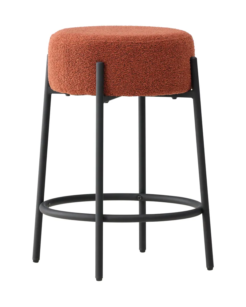 Tucson Barhocker mit rundem Bouclé-Sitz in Rot, Gestell Schwarz, Ansicht 12