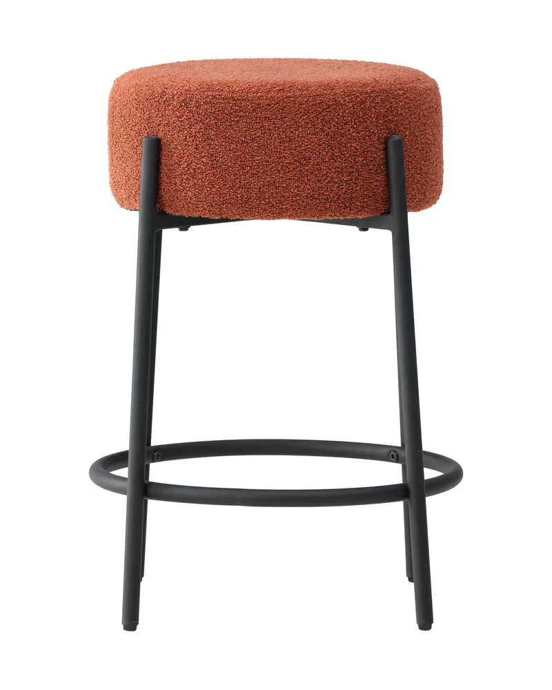 Tucson Barhocker mit rundem Bouclé-Sitz in Rot, Gestell Schwarz, Ansicht 2