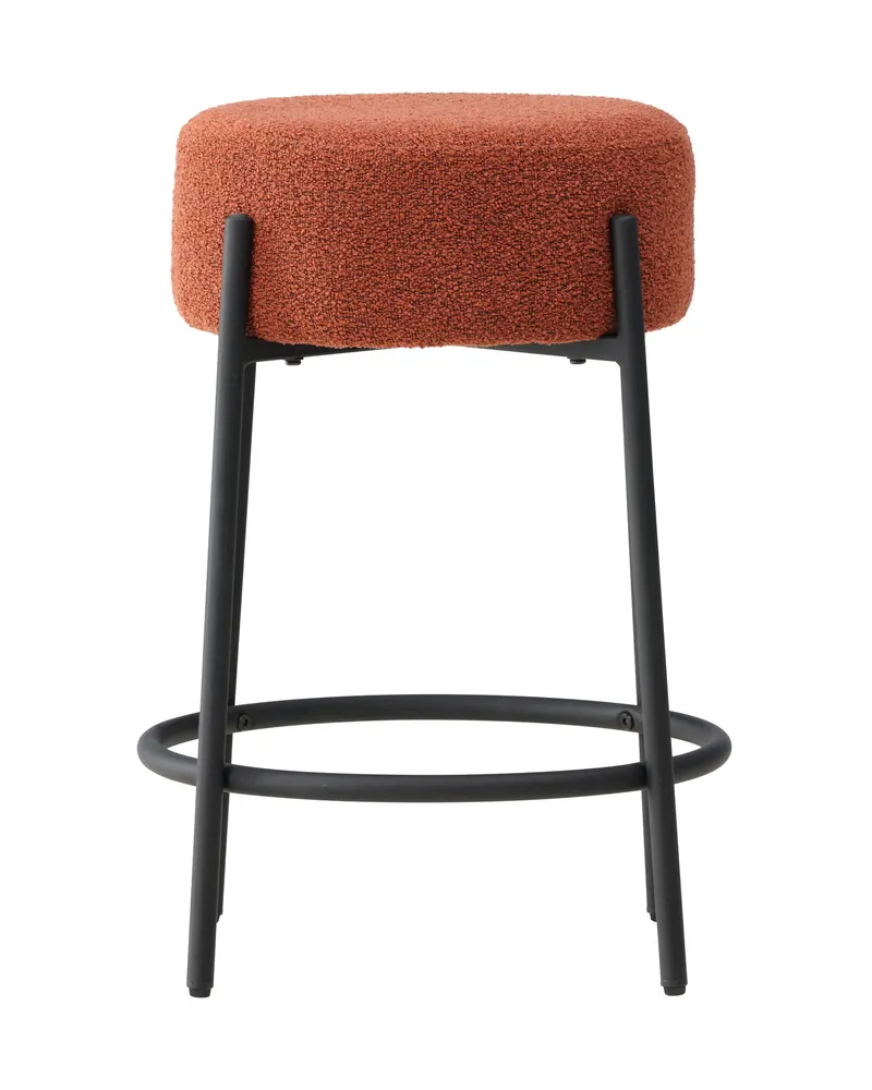 Tucson Barhocker mit rundem Bouclé-Sitz in Rot, Gestell Schwarz, Ansicht 4