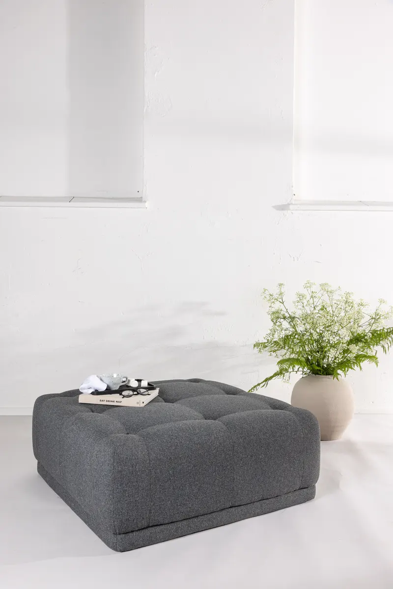 Turin quadratischer Pouf, im Wohnraum, Ansicht 1