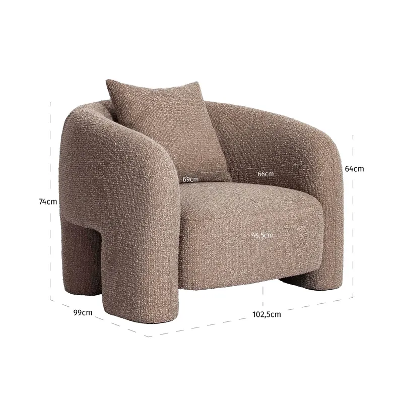 Loungesessel Tuscany in Mocca chunky von Richmond Interiors, Maßzeichnung 6