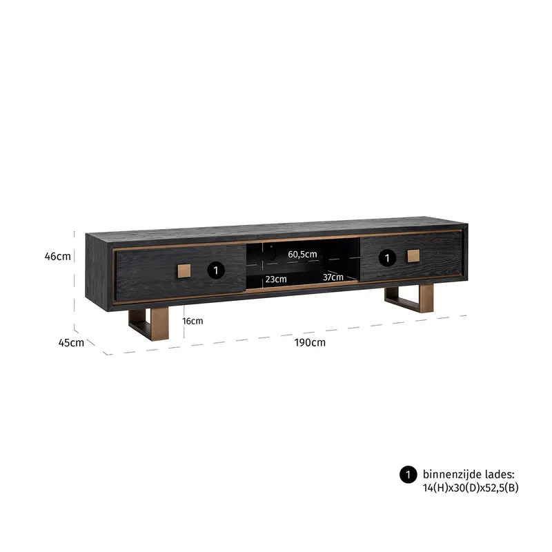 TV-Möbel Hunter in Black rustic von Richmond Interiors, Maßzeichnung 6
