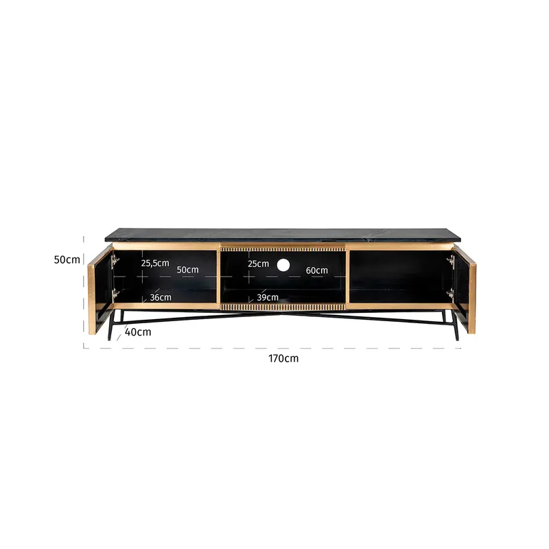 TV-Möbel Ironville 170 cm, Goldfarben von Richmond Interiors, Maßzeichnung 15