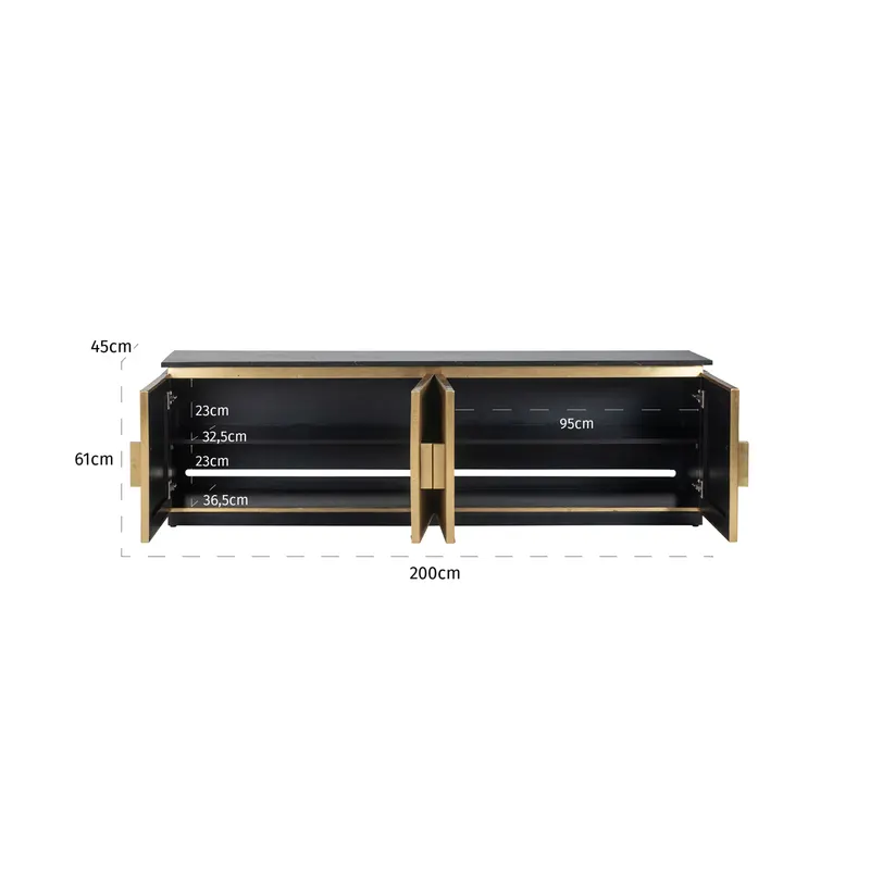TV-Möbel Ironville 200 cm, Goldfarben von Richmond Interiors, Maßzeichnung 5