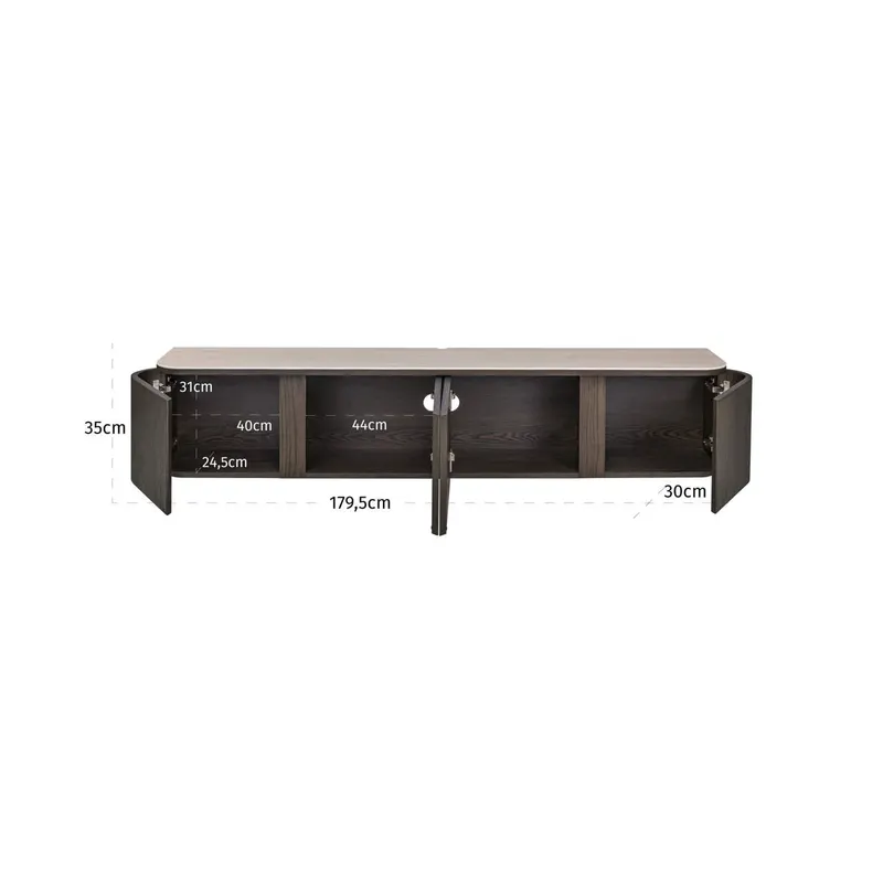 TV-Möbel Nando, Braun von Richmond Interiors, Maßzeichnung 13