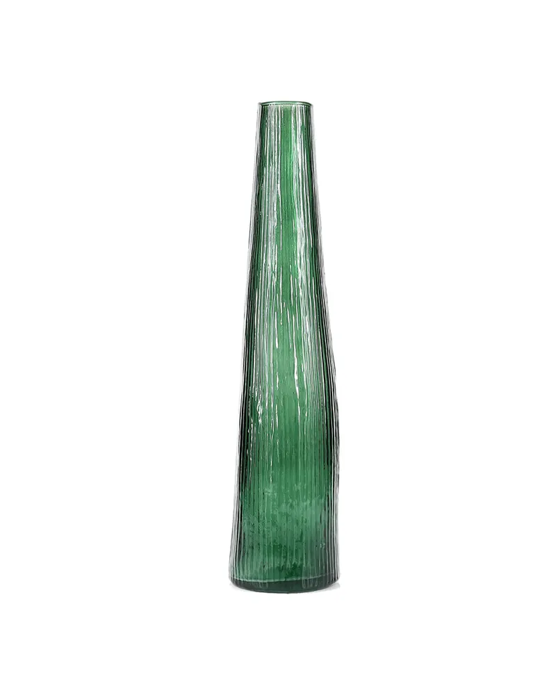 Twig Vase aus Glas mit strukturierter Oberfläche, Dunkelgrün