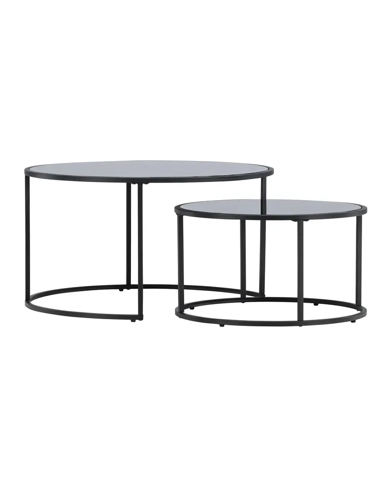 Twin runder Couchtisch Ø 79 cm in Schwarz mit Stahlgestell
