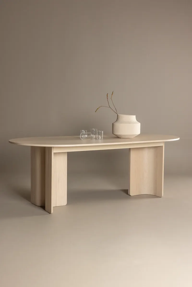 Tyresö ovaler Esstisch 220 × 100 cm in Whitewash, im Wohnraum, Ansicht 1