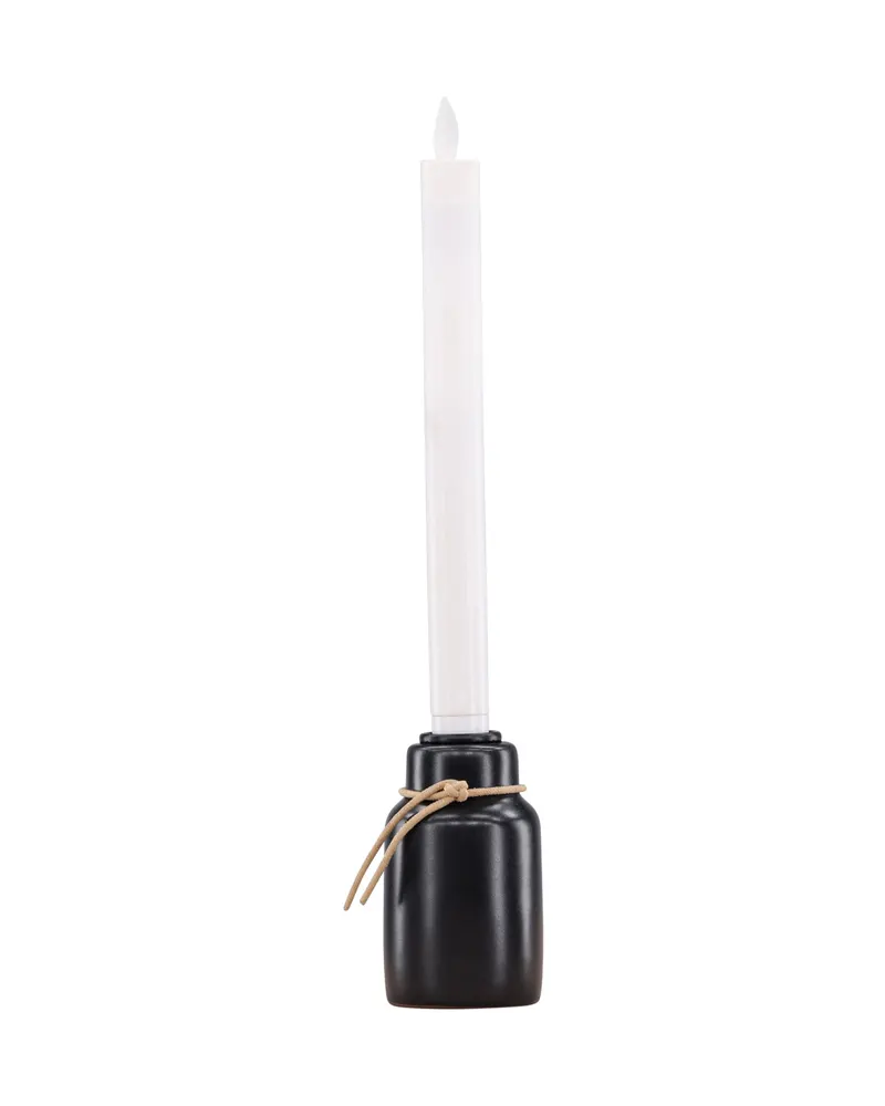 Ulricehamn LED-Kerzenständer mit schwarzem Fuß und Kordel in 6 × 28 cm, Ansicht 11