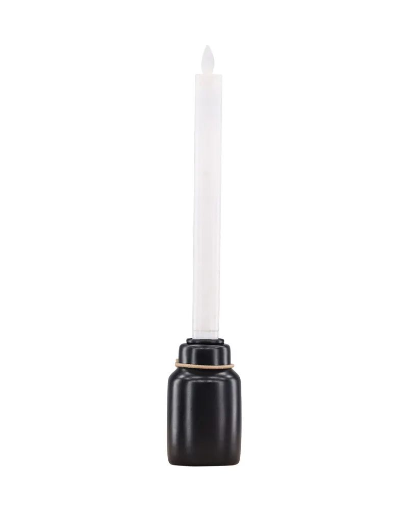 Ulricehamn LED-Kerzenständer mit schwarzem Fuß und Kordel in 6 × 28 cm, Ansicht 3