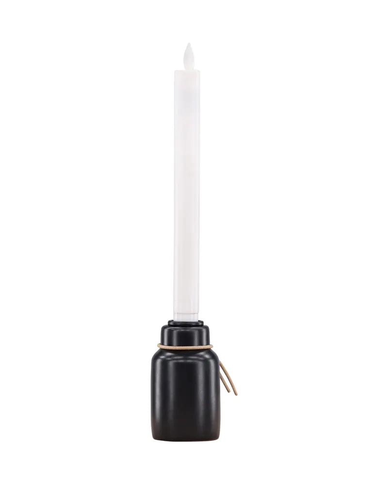 Ulricehamn LED-Kerzenständer mit schwarzem Fuß und Kordel in 6 × 28 cm, Ansicht 5