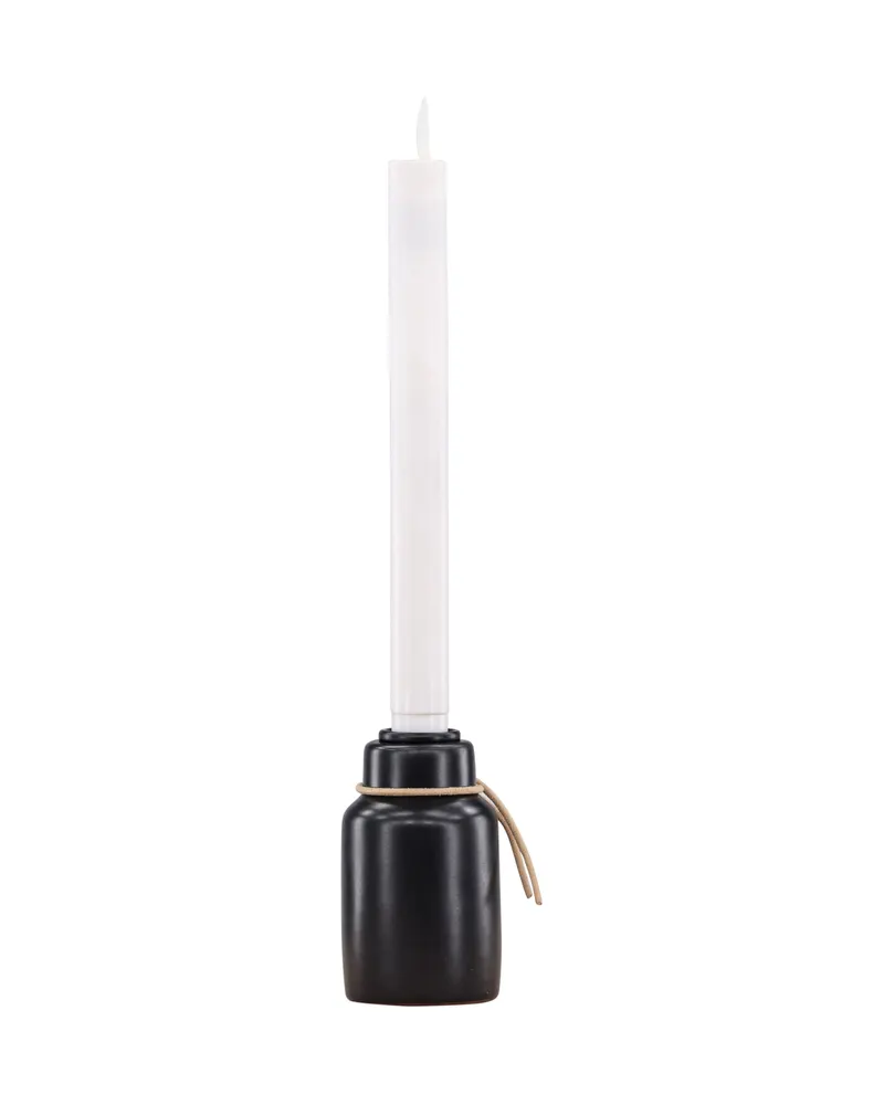 Ulricehamn LED-Kerzenständer mit schwarzem Fuß und Kordel in 6 × 28 cm, Ansicht 6
