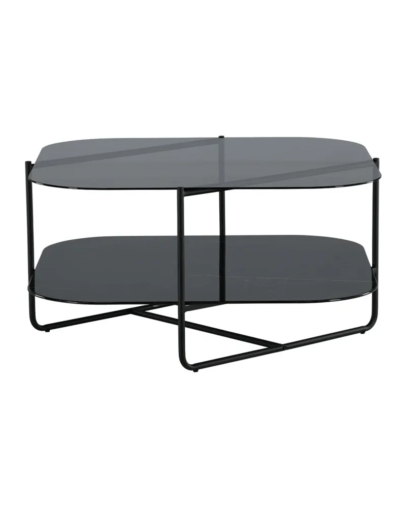 Un-line quadratischer Couchtisch aus Glas mit Ablage, Ansicht 2