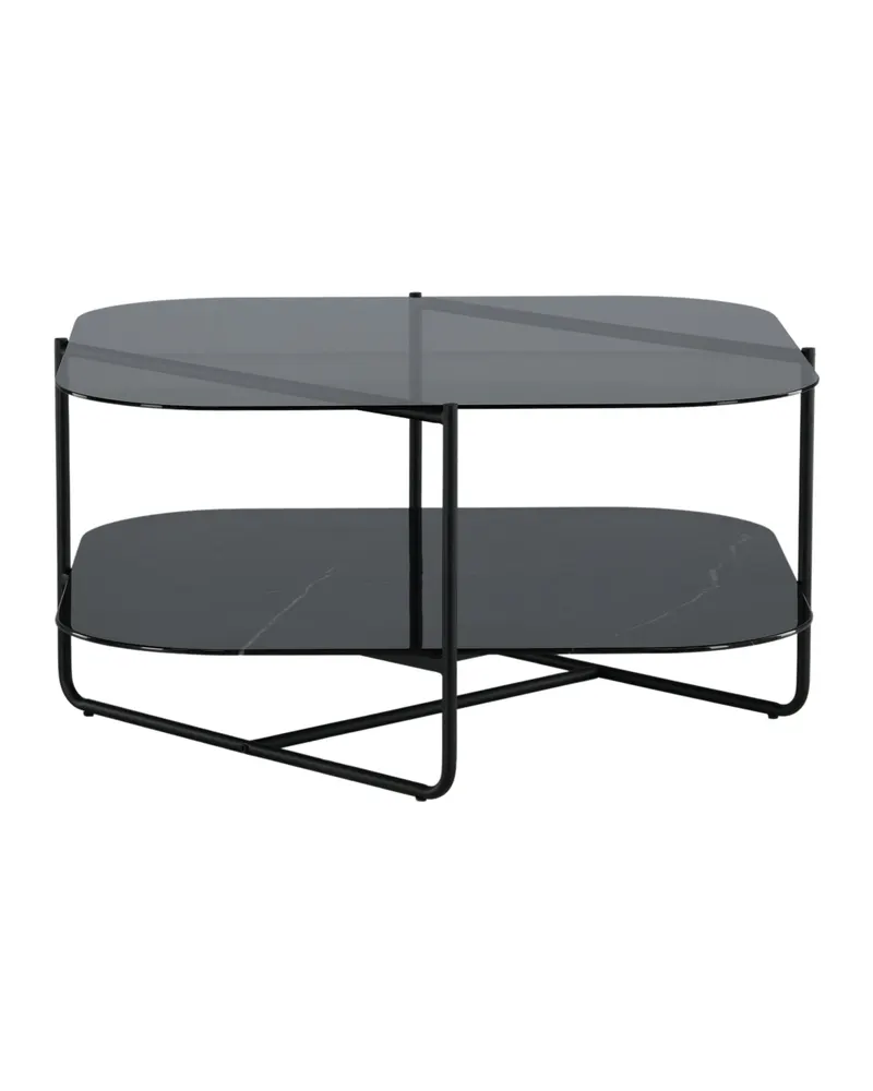 Un-line quadratischer Couchtisch aus Glas mit Ablage, Ansicht 5