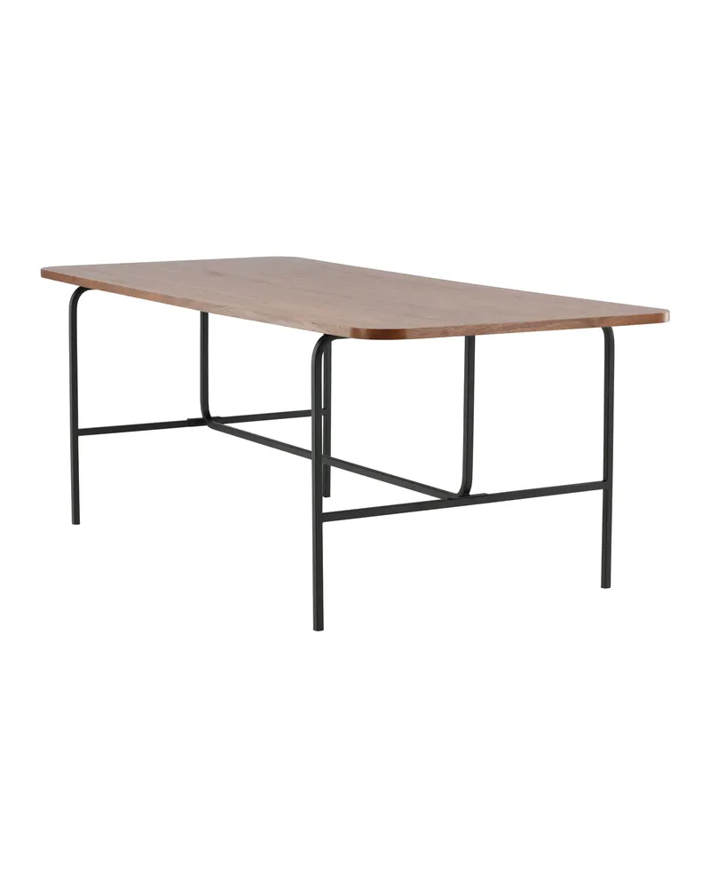 Uno Esstisch 200 × 90 cm in Walnuss, Gestell Schwarz, Ansicht 6