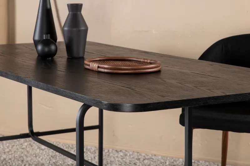 Uno Esstisch 200 × 90 cm in Schwarz, im Wohnraum, Ansicht 4