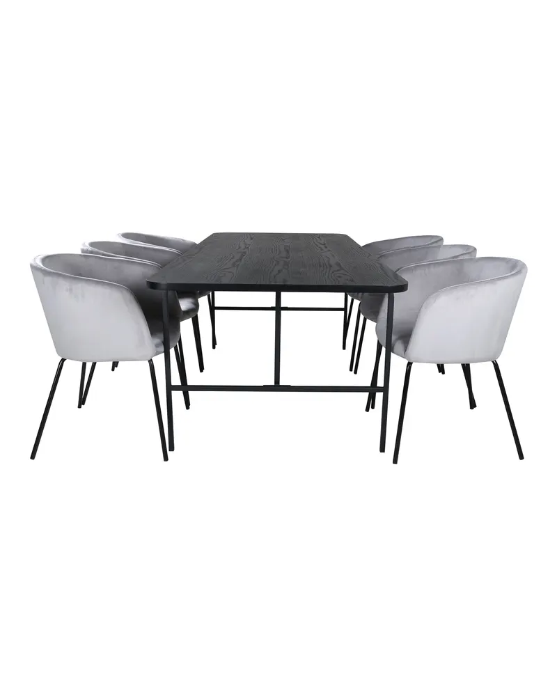 Uno & Berit Essgruppe: Esstisch mit 6 Stühlen, 55 cm breite Sitze