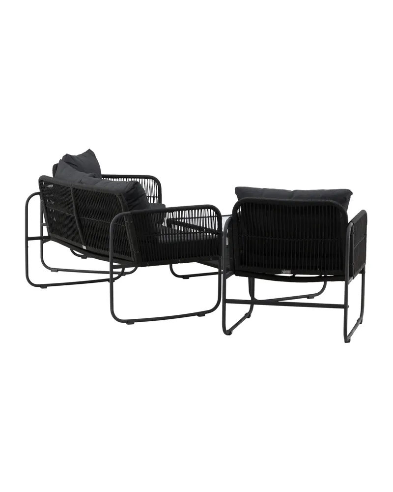 Utah Gartenlounge mit Seilbespannung, Sofa, zwei Sesseln und Glastisch, Ansicht 7