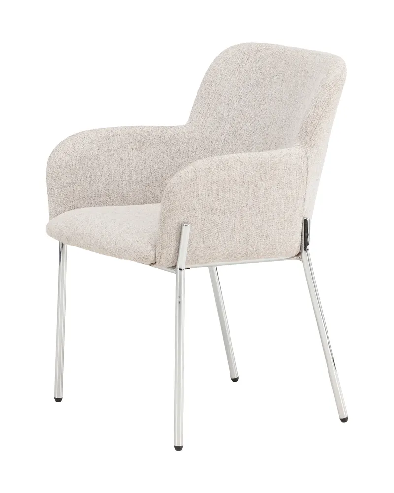 Vätö Esszimmerstuhl mit Armlehnen und Stoffbezug in Beige, Gestell Silber, Ansicht 6